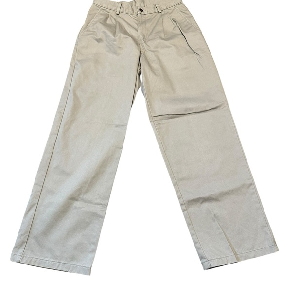 IZOD Uniform Pants Youth Girls 14 Khaki Pleated Front Straight Leg School Beige - Picture 1 of 8